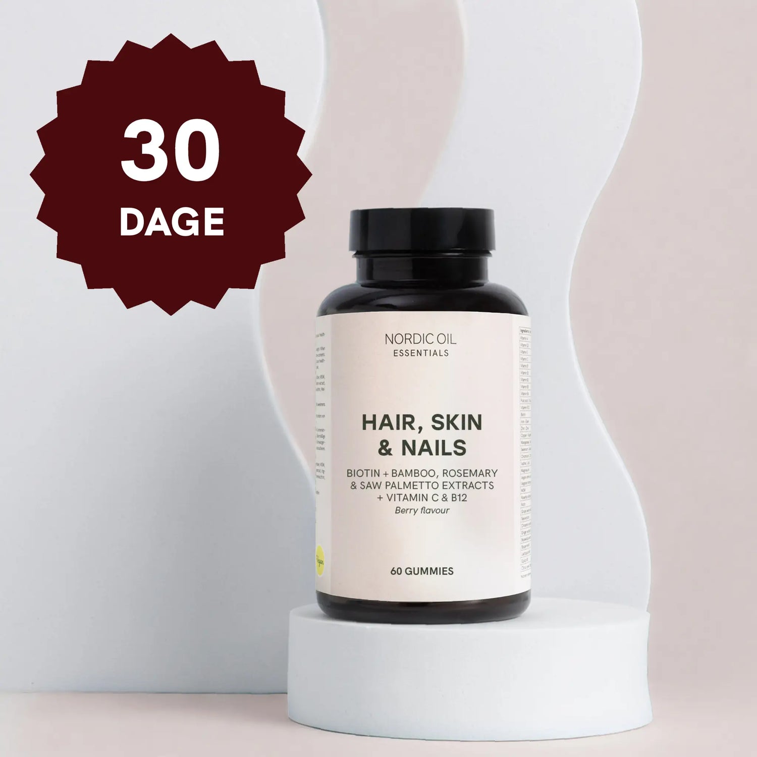 Nordic Oil Essentials Hair, Skin & Nails kosttilskud i flaske med 60 gummies