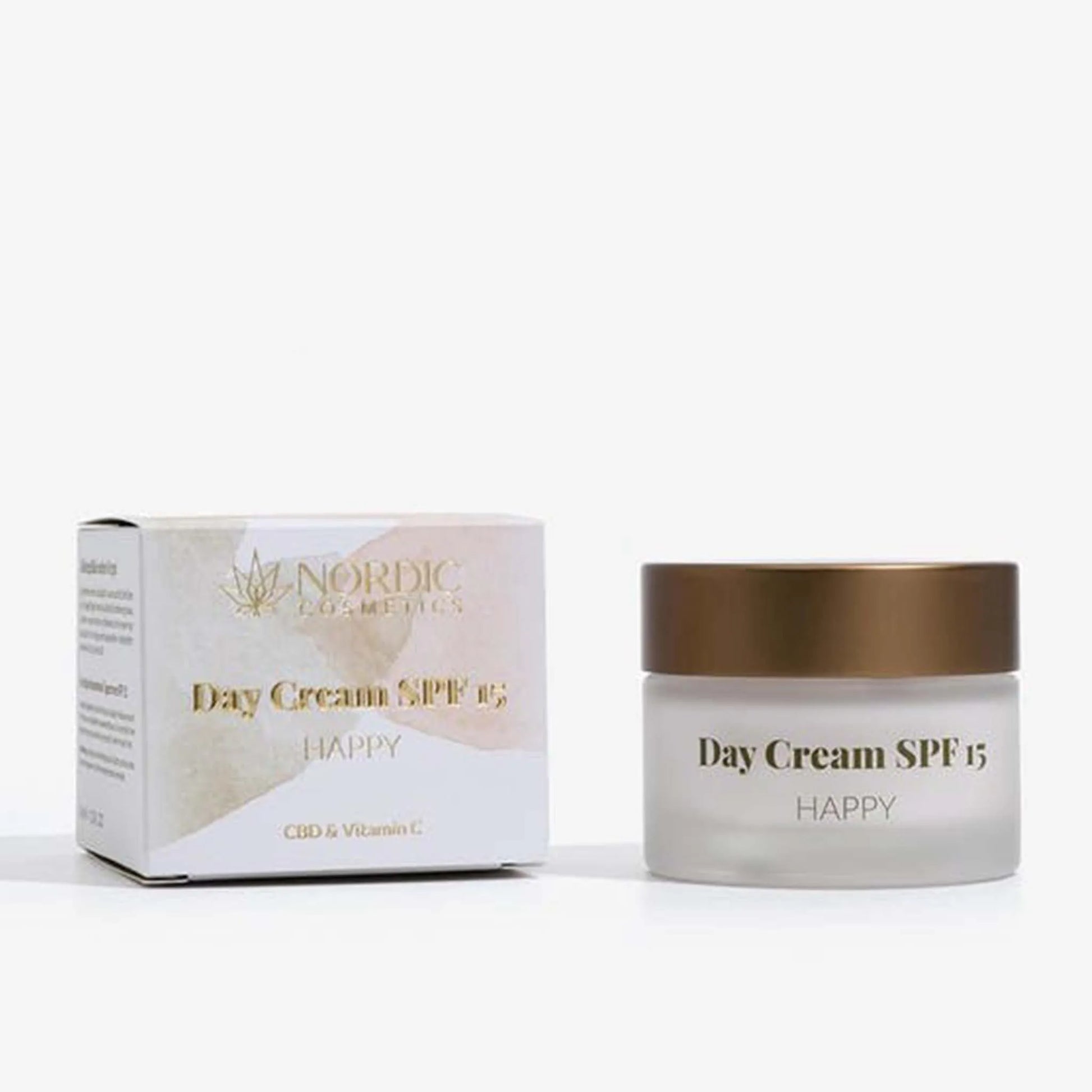 Emballagen og æsken med CBD Ansigtscreme + C Vitamin