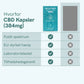 Infografik om CBD-kapsler (384 mg) med overskriften 'Hvorfor CBD Kapsler (384 mg)' og fordele: fuldt spektrum, EU-dyrket hamp, laboratorietest og tilfredshedsgaranti.