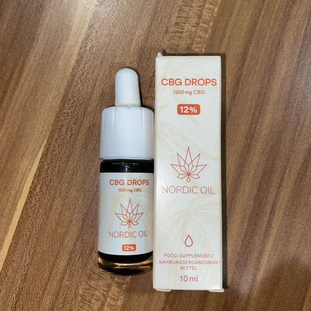 Nordic Oil CBG Drops 1200 mg CBG i glasflaske med dropper og æske