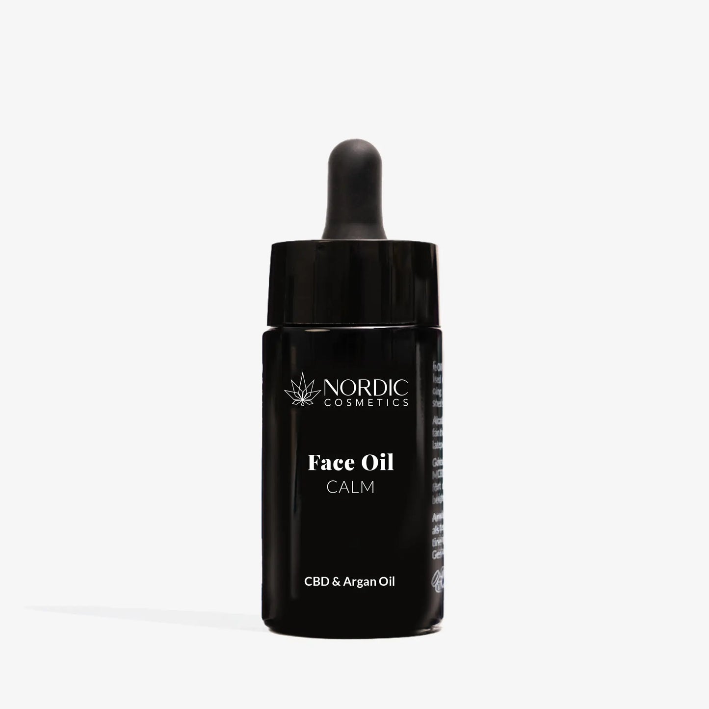 Nordic Cosmetics Face Oil Calm CBD & Argan Oil, sort flaske med dropper