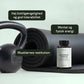 Kettlebell, træningsmåtte og en flaske Magnesium Complex fra Nordic Oil.