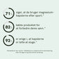 Infografik med tre procentikoner og tilhørende danske sætninger: 71% siger, at de bruger magnesiumkapsler efter sport; 82% købte produktet for at forbedre deres søvn; 92% er enige i, at kapslerne er lette at sluge.