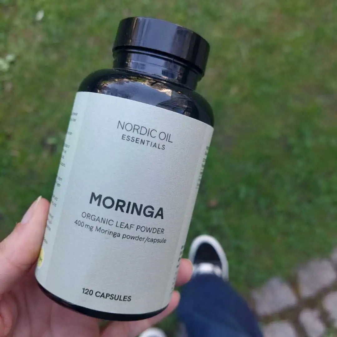 Nordic Oil Essentials Moringa økologisk bladpulver i kapsler – 120 kapsler