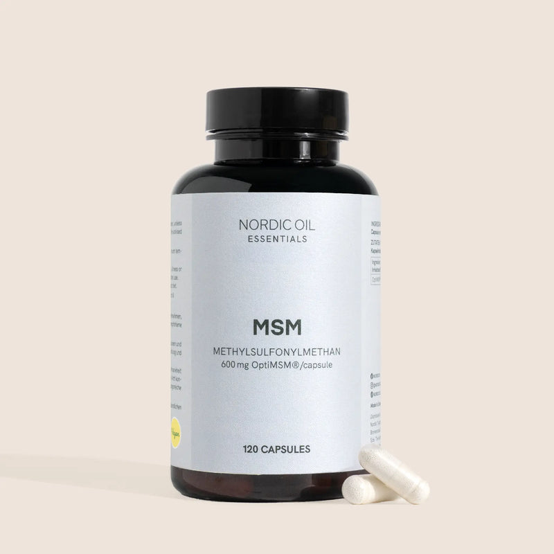 MSM kosttilskud i kapsler fra Nordic Oil Essentials, 600 mg per kapsel (OptiMSM), 120 kapsler
