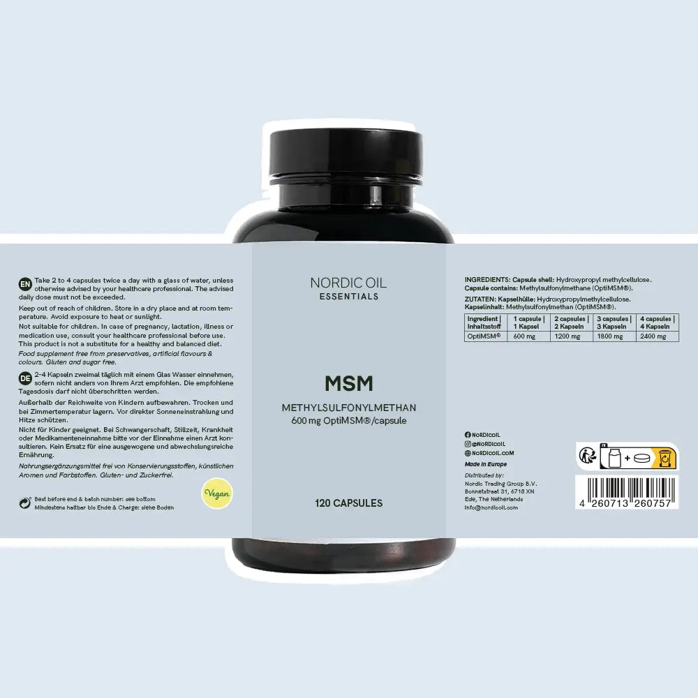 MSM kosttilskud i kapsler fra Nordic Oil - blå etikette