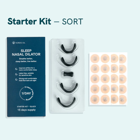Nordic Oil Starter Kit – Sort: næsedilatorer i plast og tilbehør