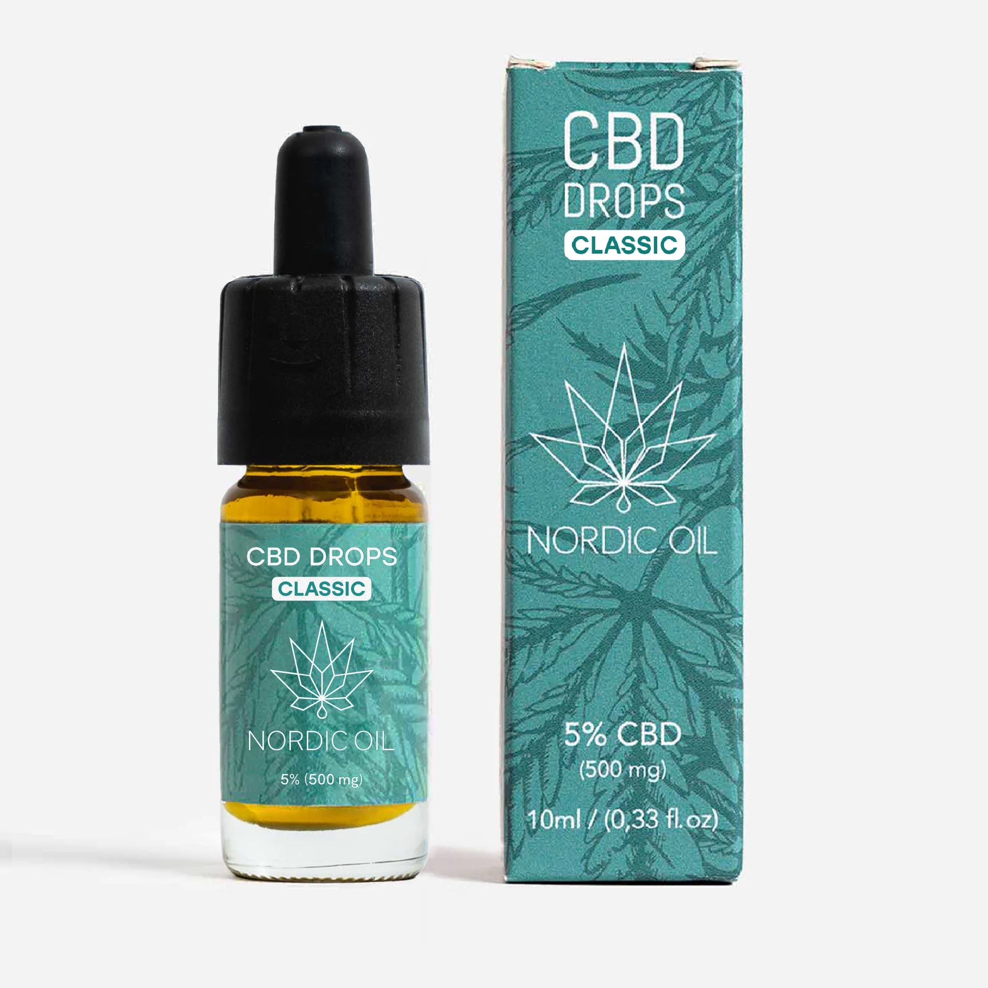 Nordic Oil CBD Drops Classic – 5% CBD (500 mg), 10 ml flaske og æske