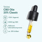 CBD-olie 20% Classic med dropper og olie på lyseblå baggrund