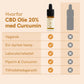 Infografik: Hvorfor CBD Olie 20% med Curcumin – vegansk, EU-dyrket hemp, laboratorietestet, Piperin & Curcumin, tilfredshedsgaranti