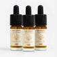 Tre CBD-drops-flasker fra Nordic Oil med 20% curcumin og piperin