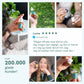 Collage af Nordic Oil CBD-olieflasker i hænderne, en kundeanmeldelse med stjerner og teksten 'over 200.000 glade kunder'.