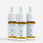 Tre CBD-dråber-flasker fra Nordic Oil med 4000 mg CBD på hvid baggrund