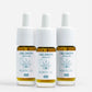 Tre CBD-dråber-flasker fra Nordic Oil med 4000 mg CBD på hvid baggrund