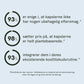 Infografik med tre cirkeldiagrammer og procenterne 93%, 98% og 93% med danske udsagn om kapslernes eftersmag, plantebaserede ingredienser og kosttilskudsrutine.