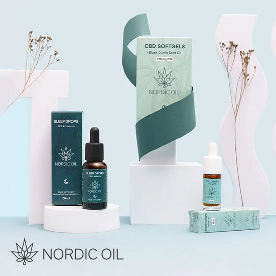 CBD Drops flaske i naturlige omgivelser 