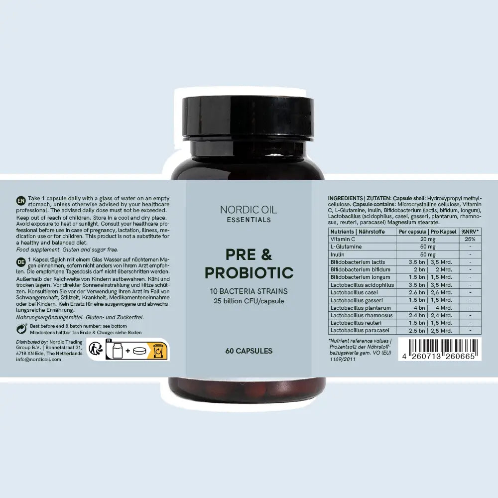 Nordic Oil Essentials Pre & Probiotic – 60 kapsler på blå emballage