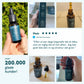 Billedkollage af Nordic Oil Sleep Drops-flasker og en kundeanmeldelse med stjerner.