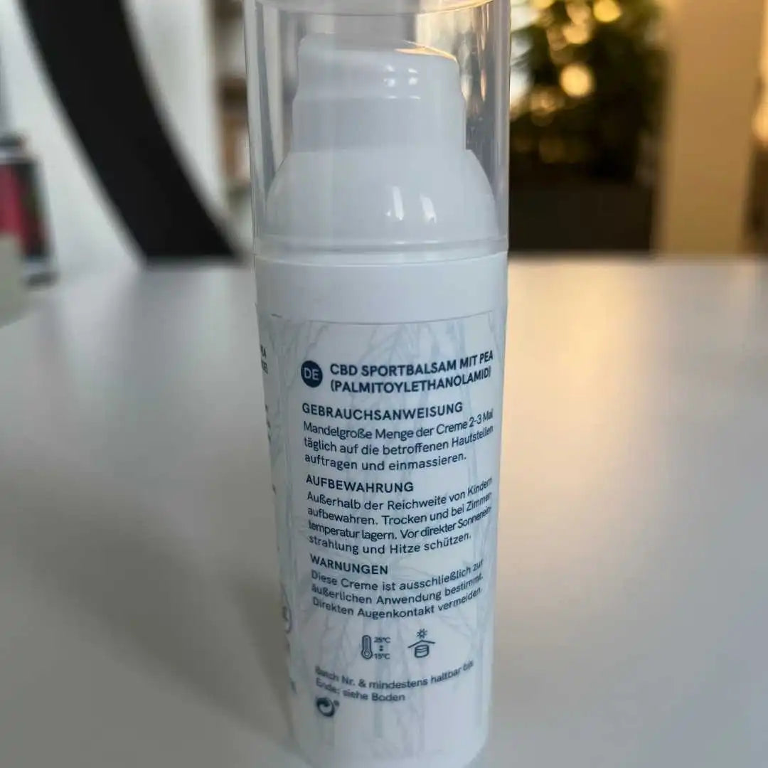 CBD sportbalm-flaske med pumpe