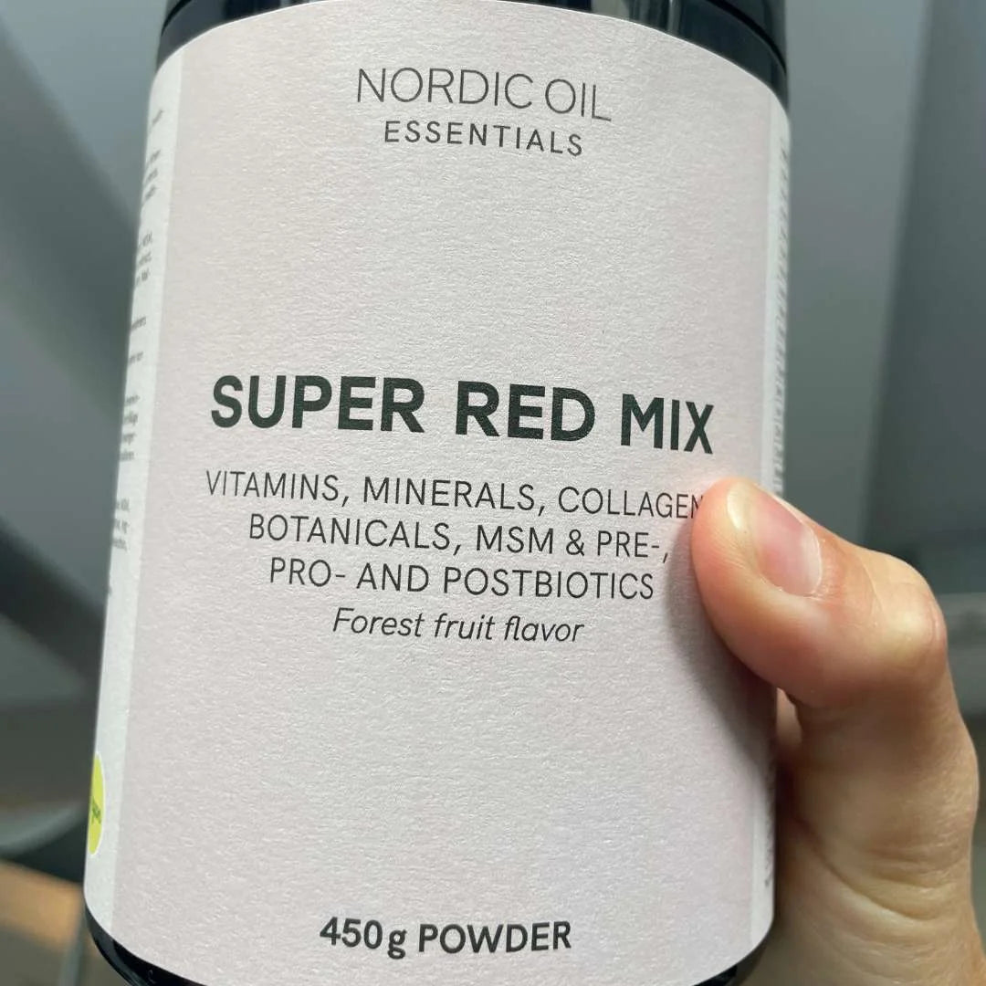Nordic Oil Essentials Super Red Mix kosttilskudspulver med skovbærsmag, 450 g