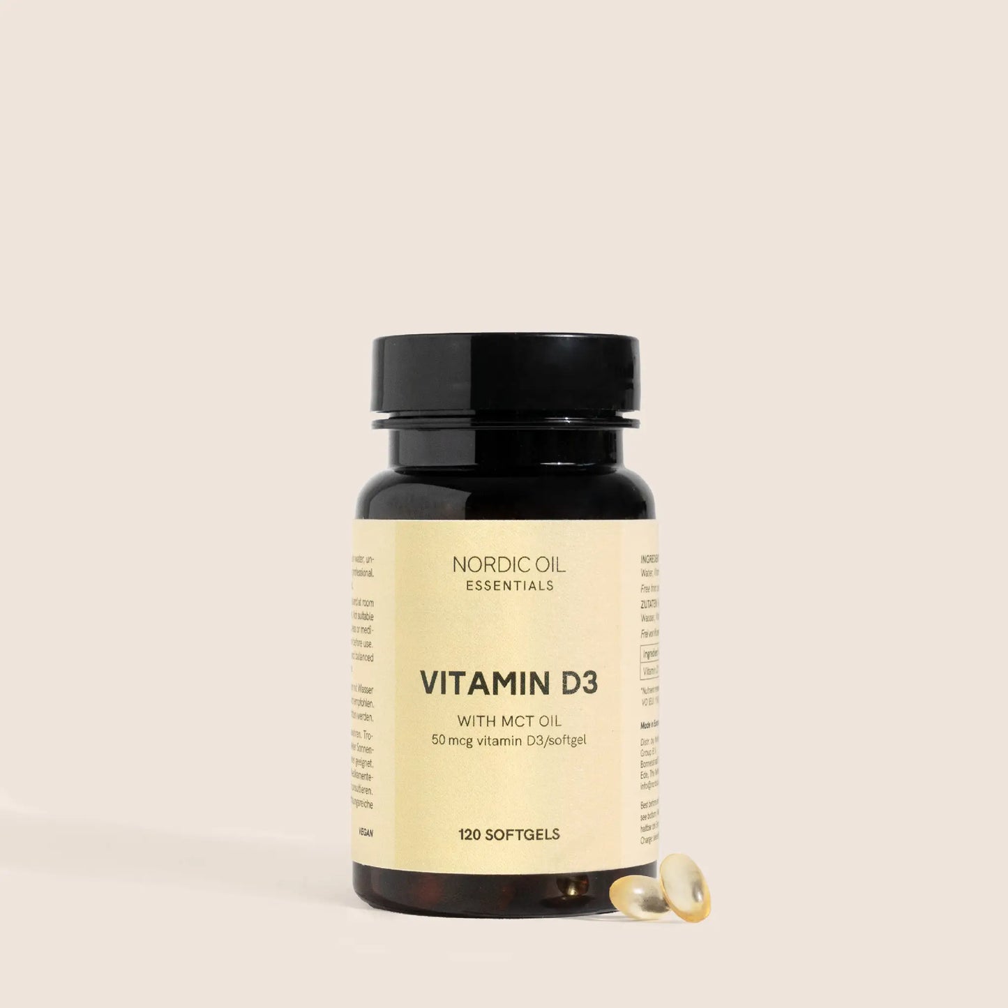 Nordic Oil Essentials Vitamin D3 med MCT-olie i softgelkapsler, 120 stk