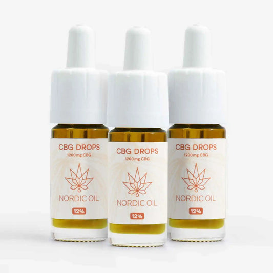 Tre 10ml flasker CBG olie (12%) på tilbud